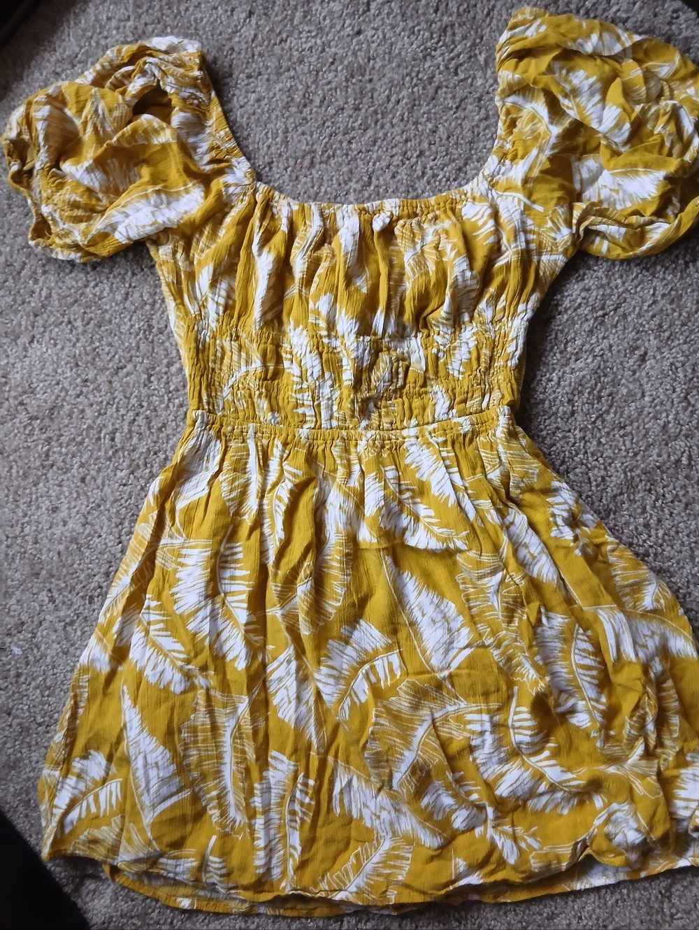 Hawaiian Puff Sleeve Mini Dress